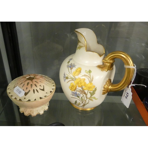 945 - Royal Worcester Porcelain Jug & Locke and Co Worcester Pot Pourri.