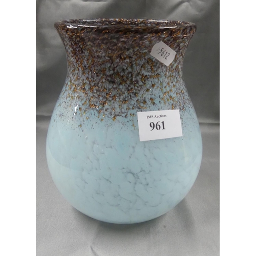 961 - Monart Powder Blue Glass Vase.