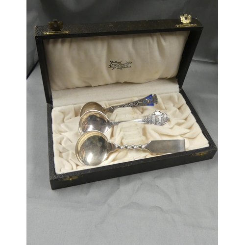 964 - Norwegian Silver and Silver Enamel Spoons etc