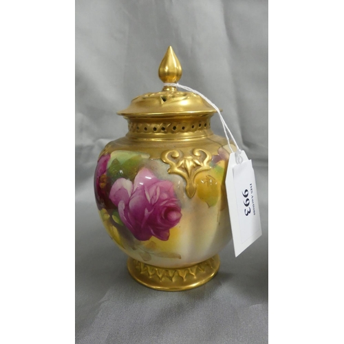 993 - Royal Worcester Pot Pourri Jar & Cover.