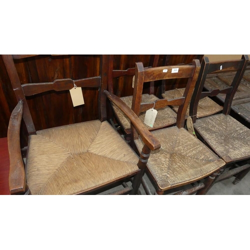 2624 - 5 x Pine Rush Seat Dining Chairs