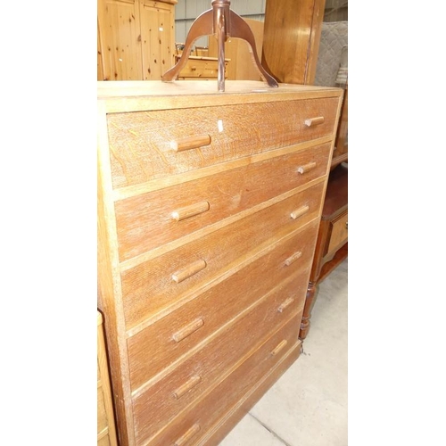 2684 - Oak 6 Drawer Chest & Mahogany Wine Table.