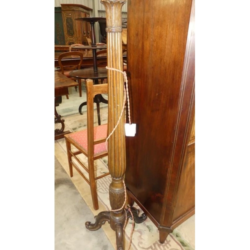 2752 - Mahogany Column Standard Lamp.