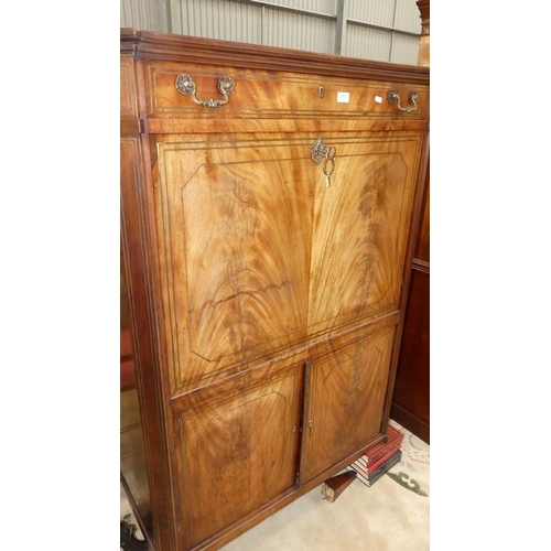 2753 - Victorian Mahogany Brass Inlaid Writing Secretaire.