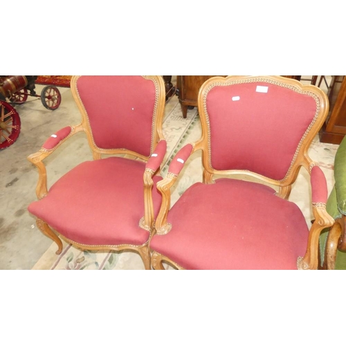 2758 - Pair Of Walnut Cabriole Leg Armchairs.