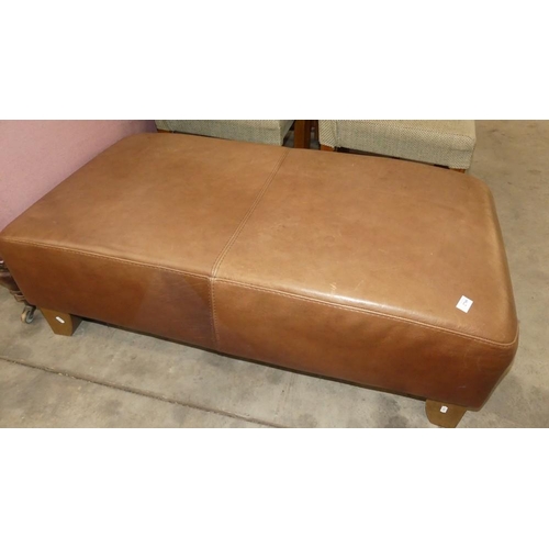 2795 - Long Brown Leather Stool.