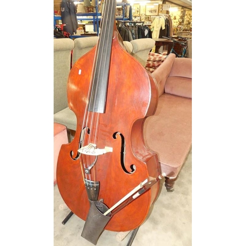 2797 - Double Bass With Electronic Pick-up, Bow & Stand.