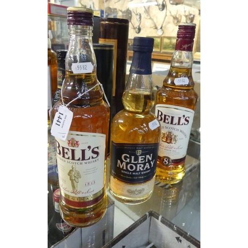 1441 - Two Bottles of Bells Scotch Whisky & Bottle of Glen Moray Single Malt Scotch Whisky.