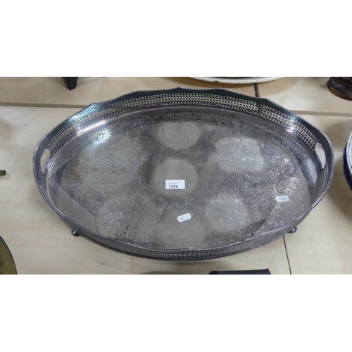 1536 - Modern Silverplated Oval Gallery Tea Tray.