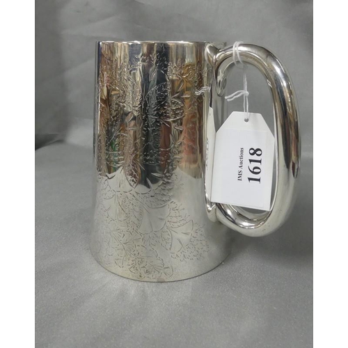 1618 - London Foliate Engraved Silver Tankard, dedication dated 1935 - 9.6oz troy.