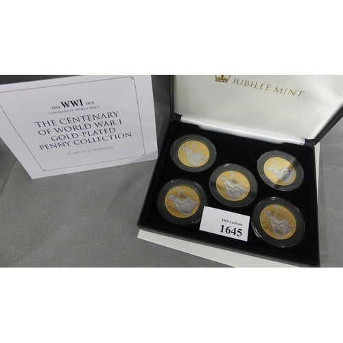 1645 - Centenary of World War 1 Gold Plated Penny Collection