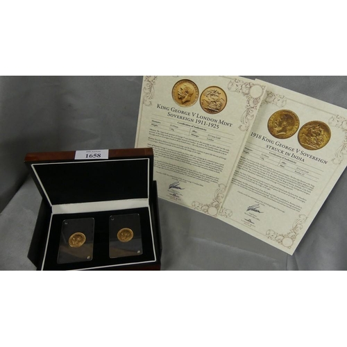 1658 - 1918 King George Presentation Set with 2 Sovereigns - 22ct Gold