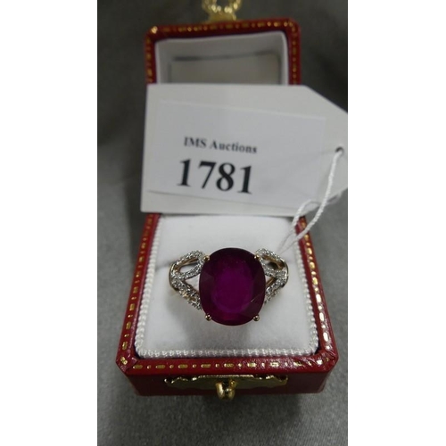 1781 - 9ct Gold Ruby and Diamond Dress Ring, 4gms, Size 'P'