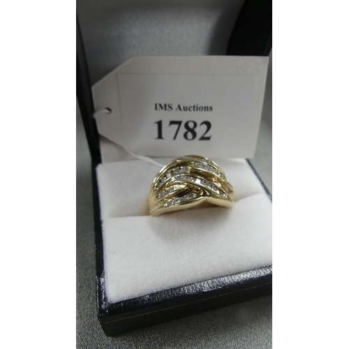 1782 - 9ct Gold Diamond Dress Ring, Approx One Carat 6.2gms Size 'P'