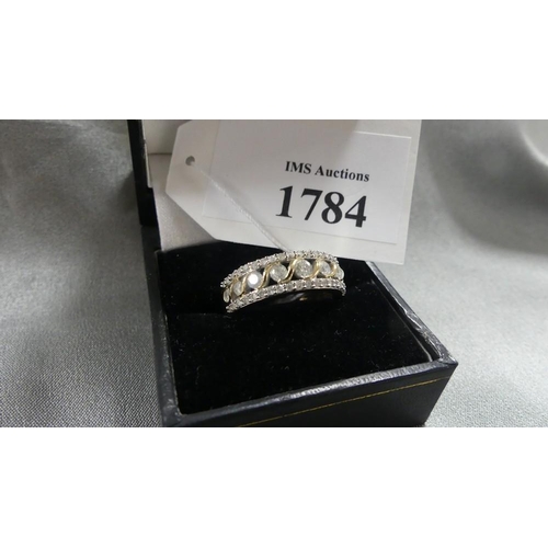 1784 - 9ct Gold Diamond Half Hoop Ring, Approx 1 (one) Carat, 3.9gms  Size 'N1/2'