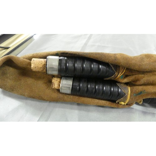 1406 - Pair of Scottish Bagpipes with Nickel Plated Mounts in Wooden Carrying Box.