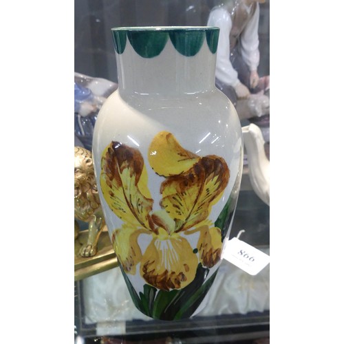 991 - Wemyss Bud Vase Painted with Iris Flowers.