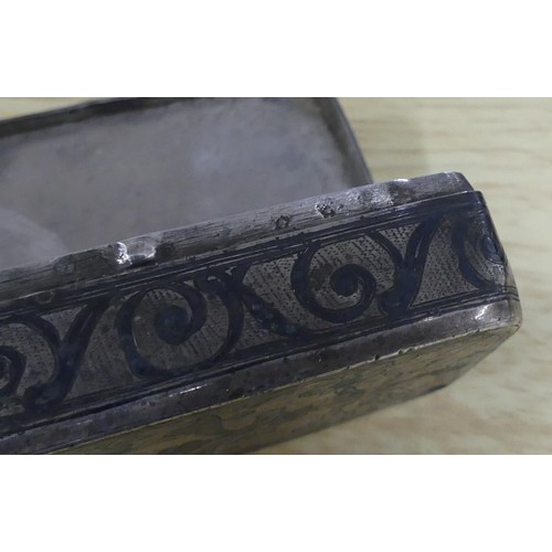 1581 - Silver Niello Enamel Snuff Box, Silver Stamps