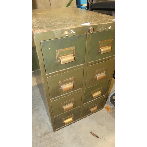 63 - Vintage Metal 8 Drawer File Cabinet