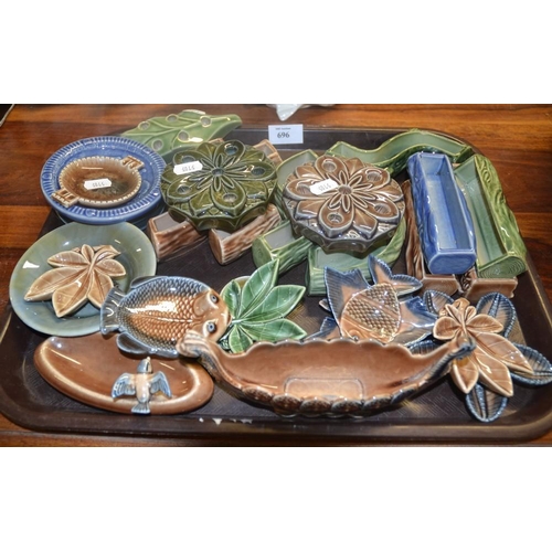 696 - Tray - Assorted Wade Ashtrays, Flower Posies, etc.