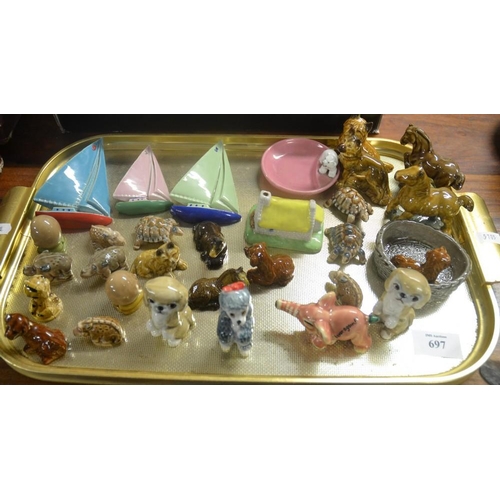 697 - Tray - Assorted Wade Ornaments, Sail Boats, etc.