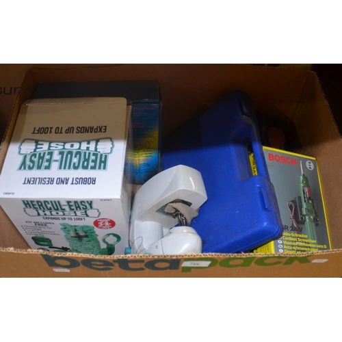 716 - Box Of Sewing Machine & Assorted Tools.