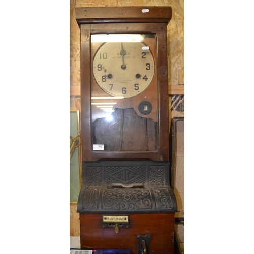 779 - Antique Oak Clocking-In Clock.