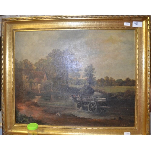 781 - Gilt Framed Oil On Canvas - River Scene.