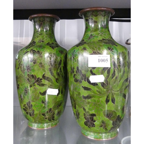 1005 - Pair of Chinese Cloisonne Enamel Vases.