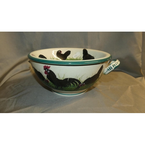 1026 - Wemyss Pottery - Black Cockerel Drainer Bowl (AF).