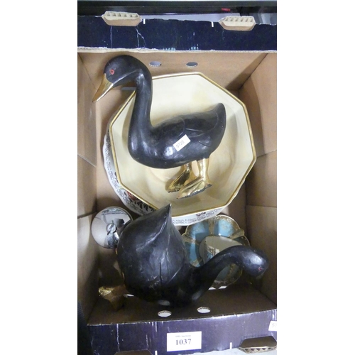 1037 - Box - Pair of Ornamental Geese, Cup & Saucer etc.