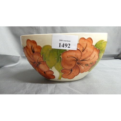 1492 - Moorcroft Oval Bowl - Hibiscus Pattern