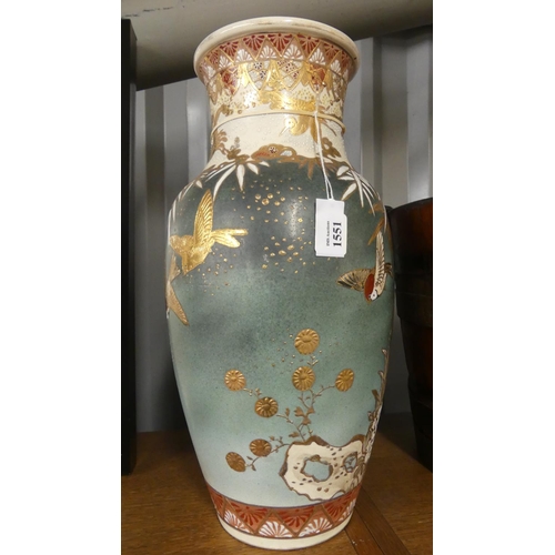 1551 - Large Japanese Satsuma Pottery Vase, approx 49cm tall.