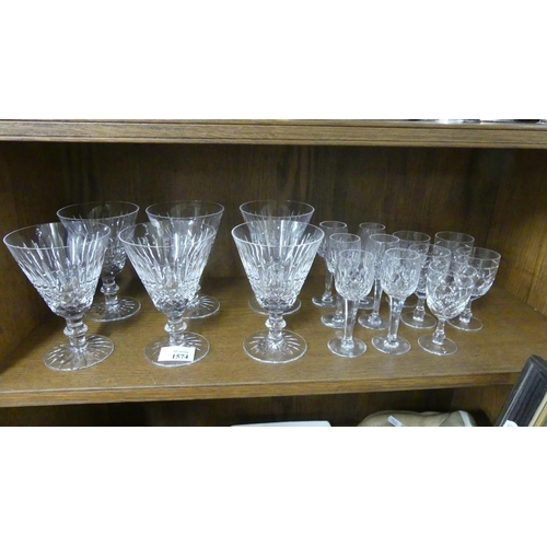 1574 - Six Waterford Crystal Conical Shaped Wine Glasses & a collection of sherry and liqueur glasses.