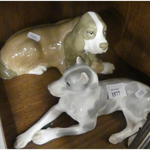 1577 - Two Porcelain Dog Ornaments Losmonov & Szeiler.