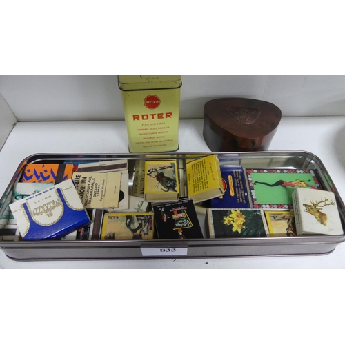 833 - Tray Lot - Advertising Boxes, Collection of Matchboxes etc.