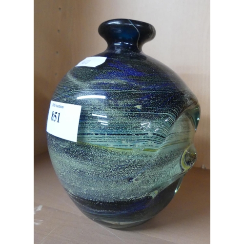 851 - Mdina Art Glass Vase, approx 15cm tall.