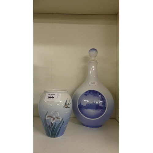 866 - Royal Copenhagen Porcelain Flask & Vase.