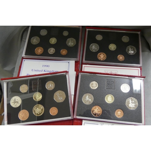 868 - Four Cased Royal Mint Proof Coin Sets - 1p - £1.00, dating 1986, 1987, 1988 & 1990.