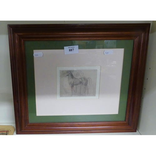 887 - Framed Print of a Shire Horse by Degas, approx 10 x 8cm.