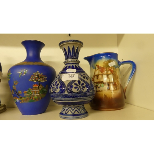 909 - Tams Wear Vase, Sylvac Water Jug & German Stoneware Vase.