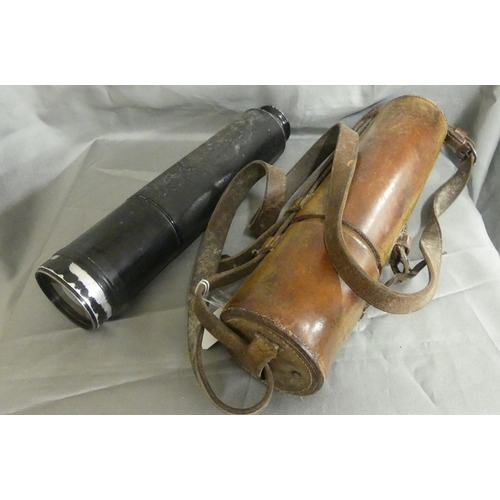 921 - Vintage 3 Draw Telescope dated 1934, in leather carrying case.