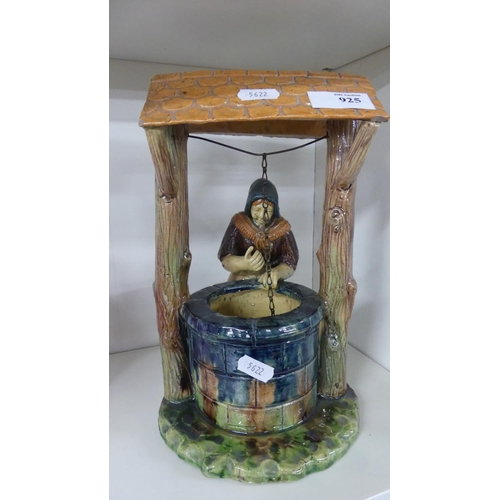 925 - Continental Majolica Figure Group - Lady Standing by Well, approx 27cm tall.