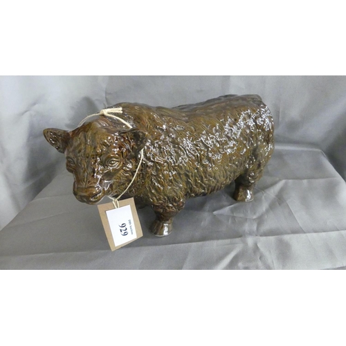 929 - Glazed Pottery Ornamental Bull.