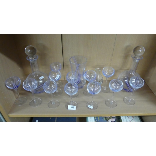 948 - Two Caithness Glass Decanters & Twelve Matching Liqueur Glasses.