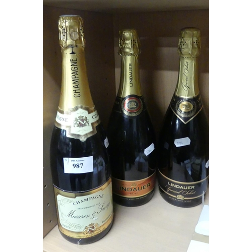 987 - Three Bottles of Champagne & Sparkling Wine.