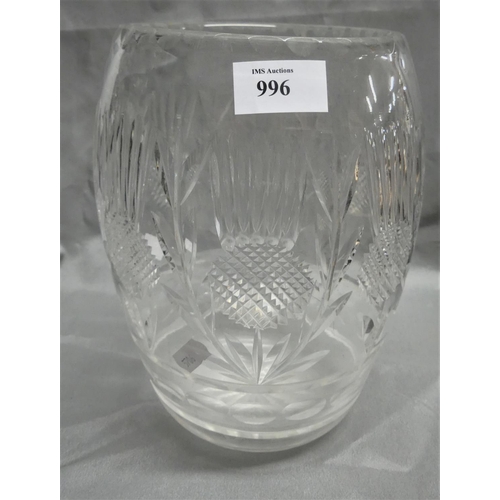 996 - Large Crystal Vase Decorated with Thistles.