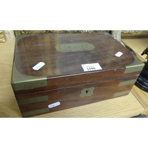 1596 - Antique Mahogany Brassbound Workbox.