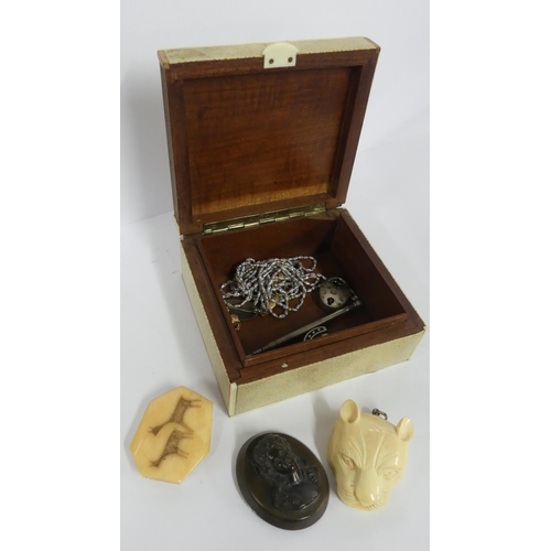 2161N - Shagreen Box & Assorted Costume Jewellery.