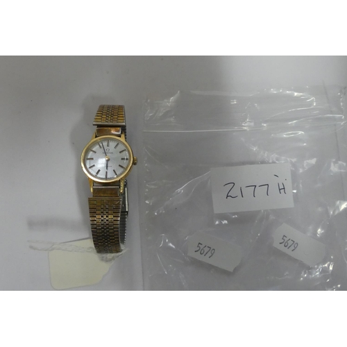 2177H - Ladies Gold Plated Omega Wristwatch.